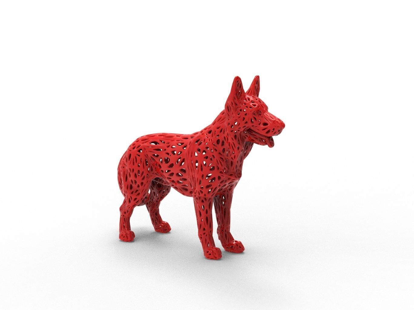 German Shepherd dog Voronoi Style 3D print model_4