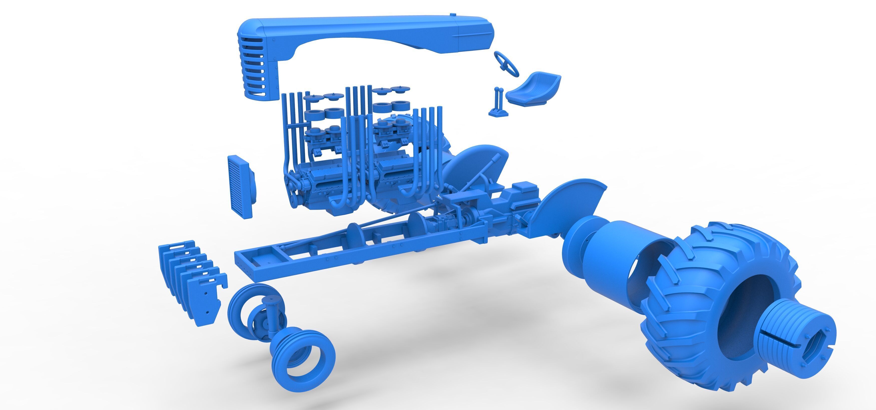 Vintage Small block Pulling tractor Version 3 Scale 1 to 25 3D print model_47