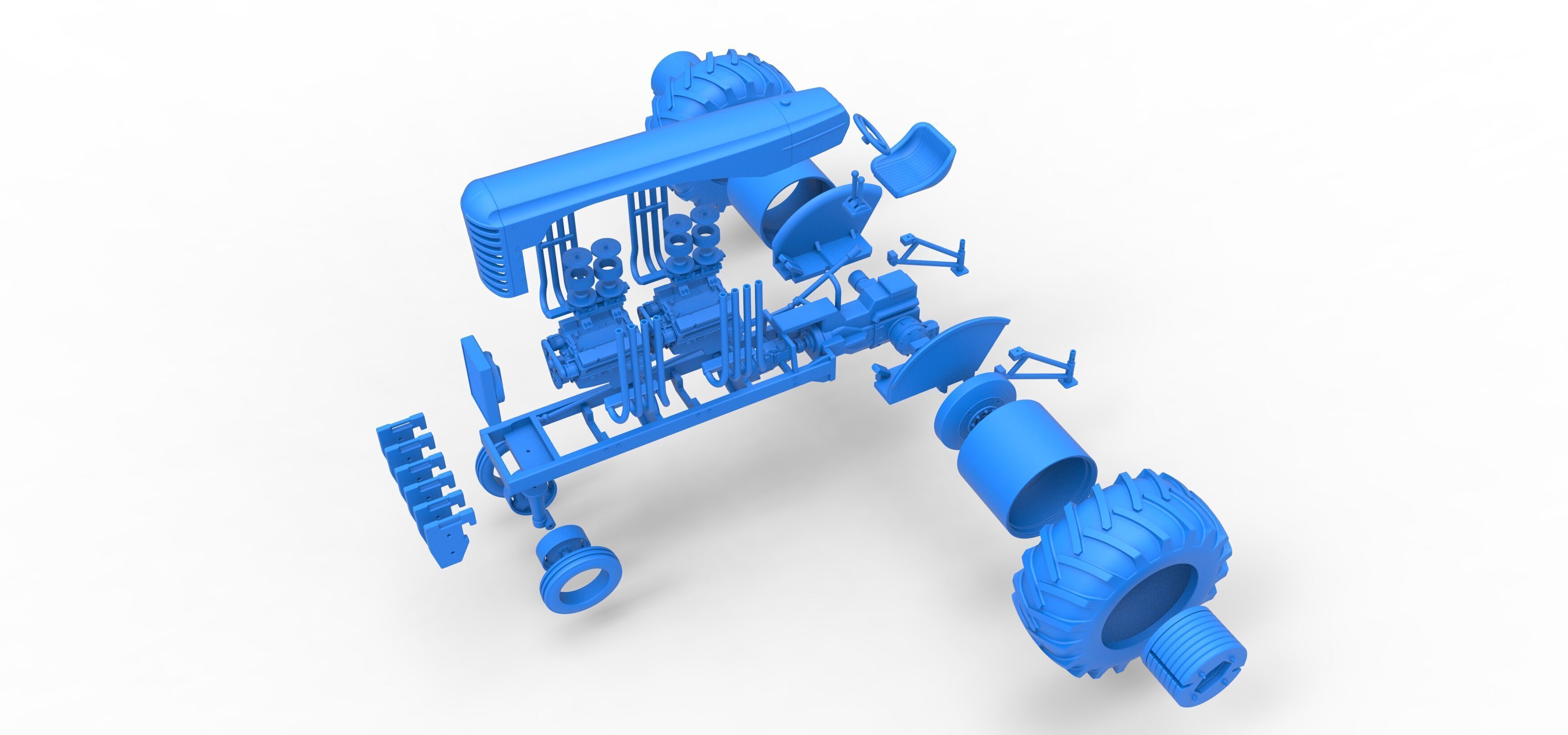 Vintage Small block Pulling tractor Version 3 Scale 1 to 25 3D print model_48