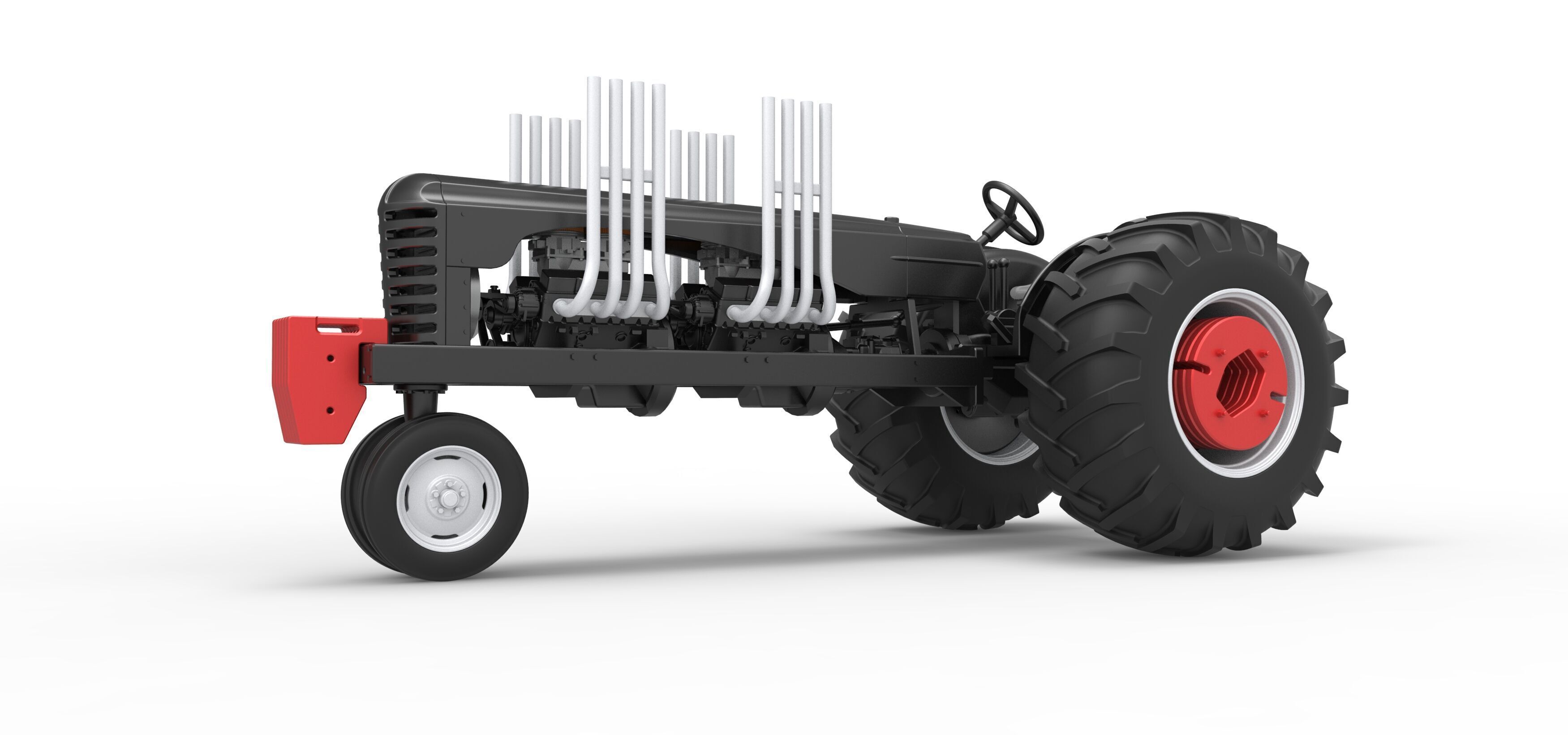 Vintage Small block Pulling tractor Version 3 Scale 1 to 25 3D print model_2