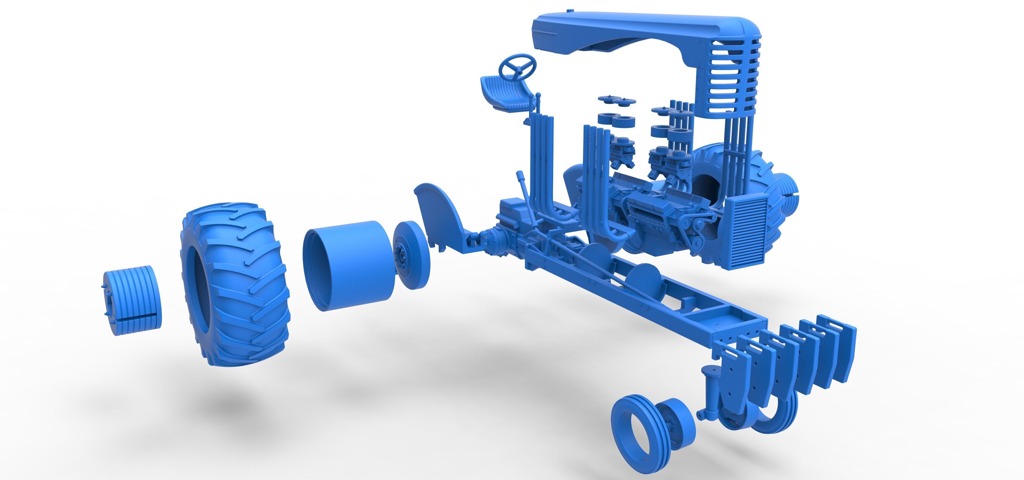 Vintage Small block Pulling tractor Version 3 Scale 1 to 25 3D print model_56