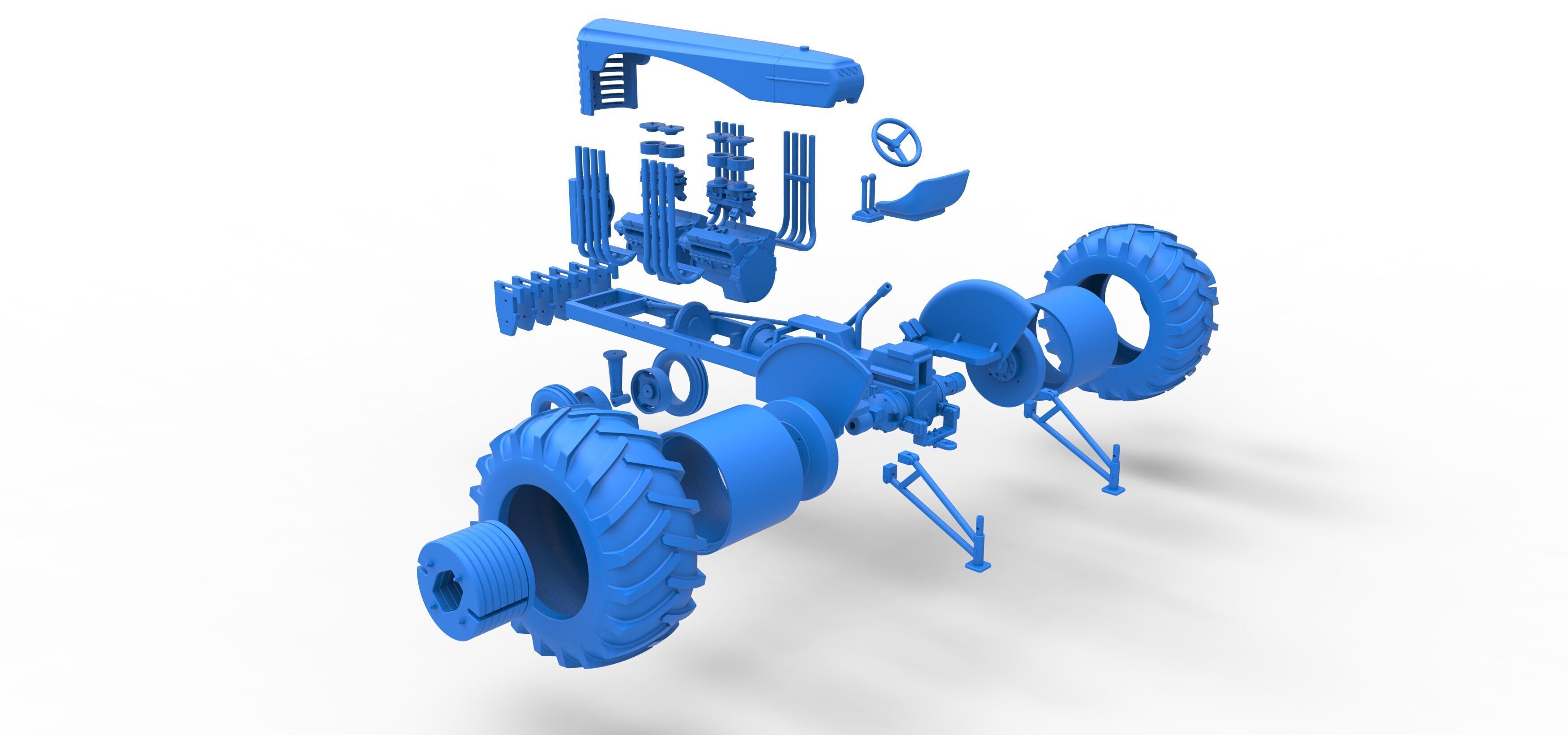 Vintage Small block Pulling tractor Version 3 Scale 1 to 25 3D print model_53