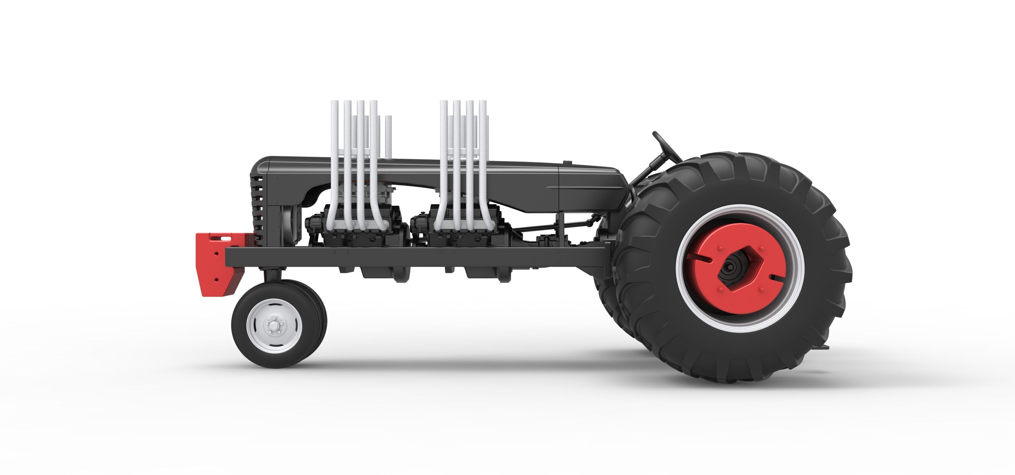 Vintage Small block Pulling tractor Version 3 Scale 1 to 25 3D print model_9