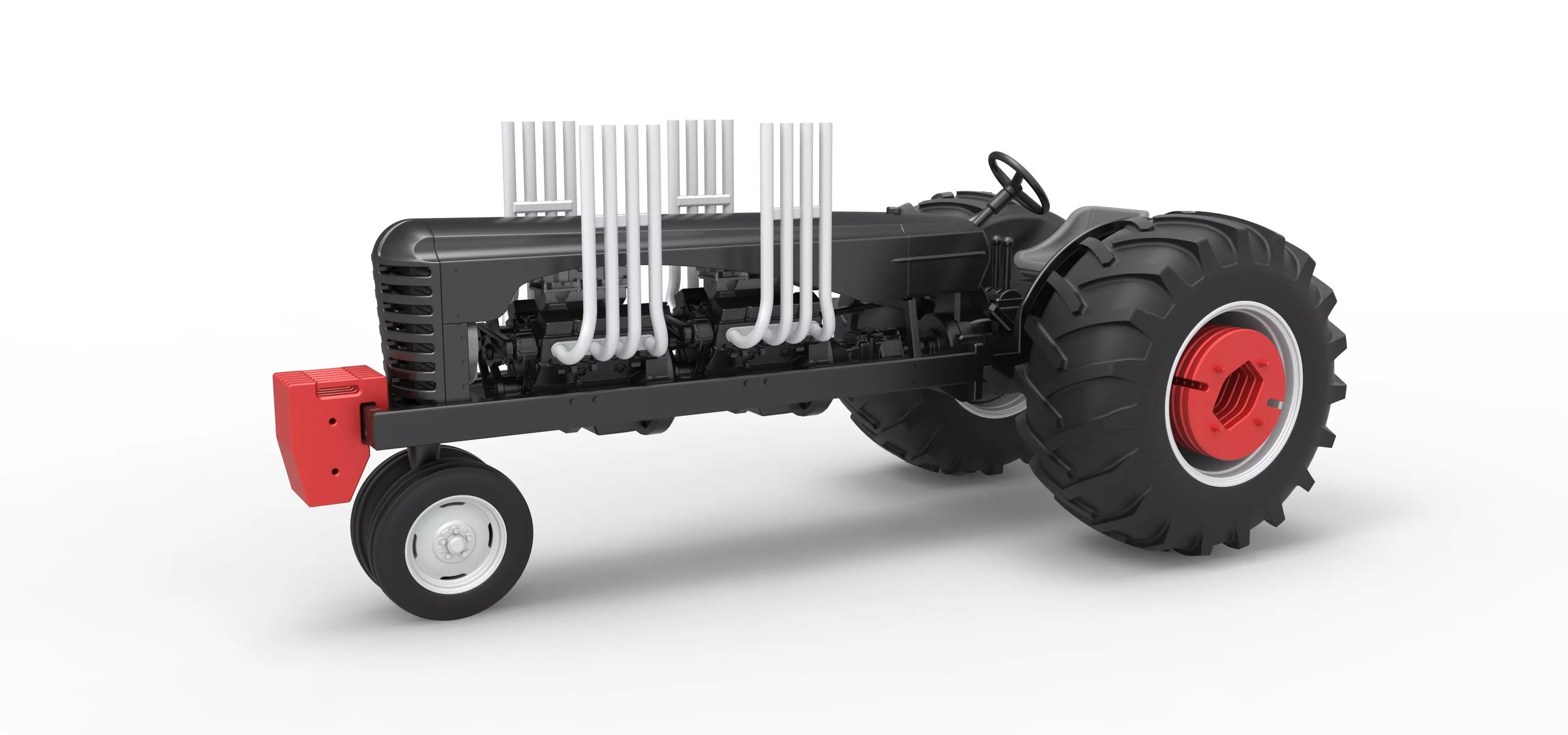 Vintage Small block Pulling tractor Version 3 Scale 1 to 25 3D print model_0