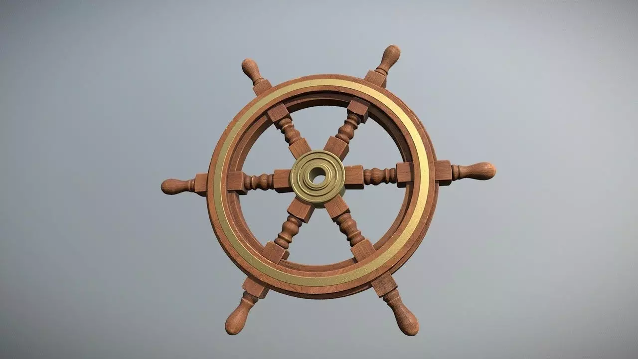 Ship Wheel Low-poly 3D model_0
