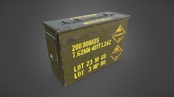 WWII Ammo Box 7 62 Low-poly 3D model