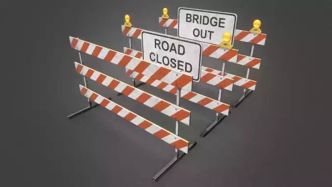 Road Barriers Low-poly 3D model