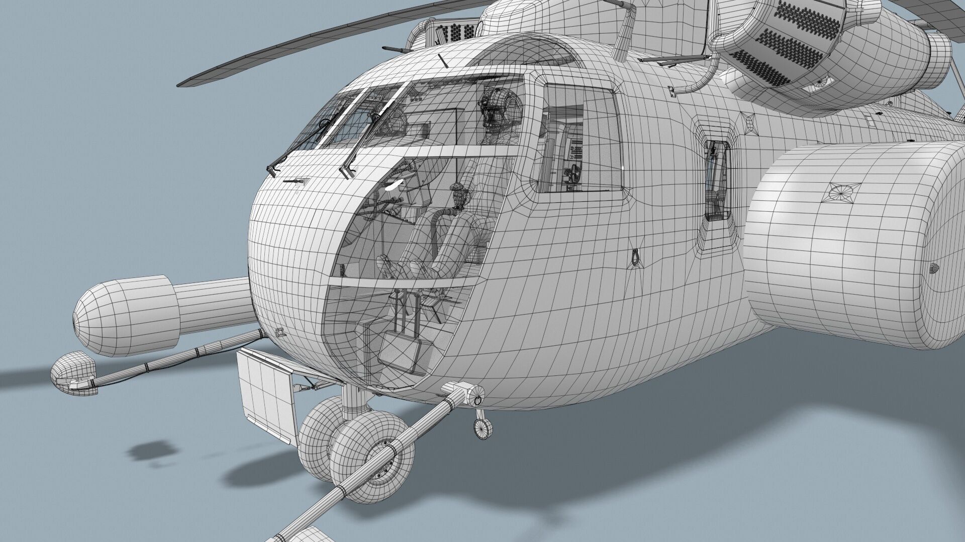 MH-53E Sea Dragon US Navy Basic Animation Low-poly 3D model_32