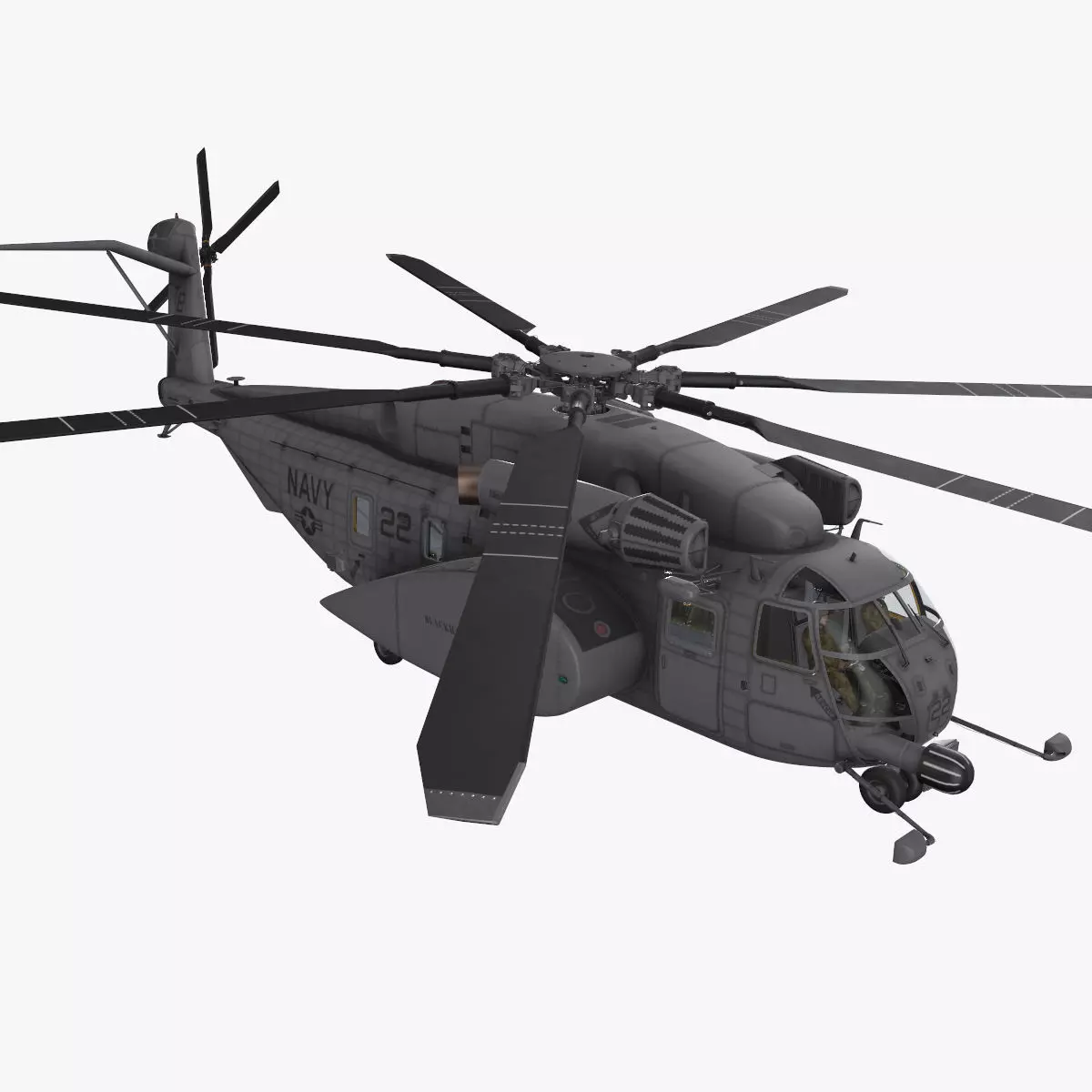 MH-53E Sea Dragon US Navy Basic Animation Low-poly 3D model_0