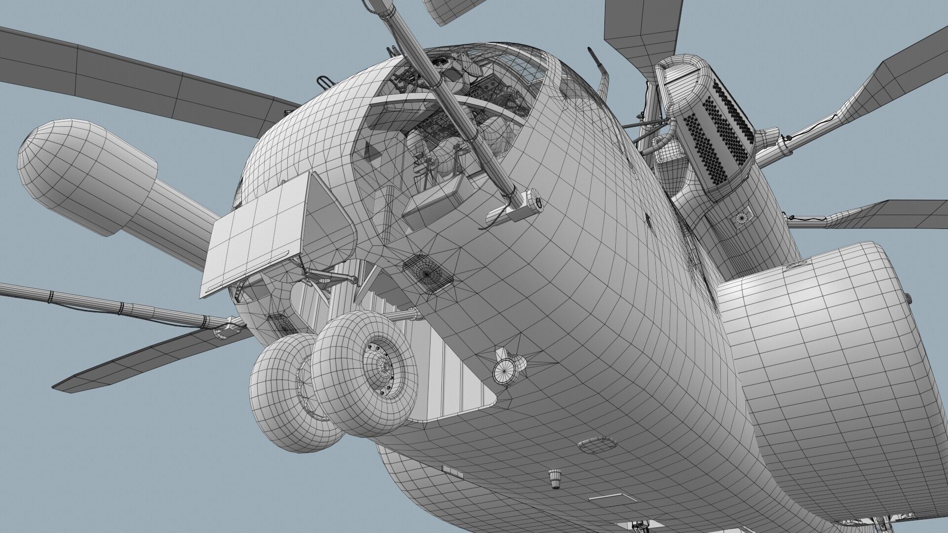 MH-53E Sea Dragon US Navy Basic Animation Low-poly 3D model_35