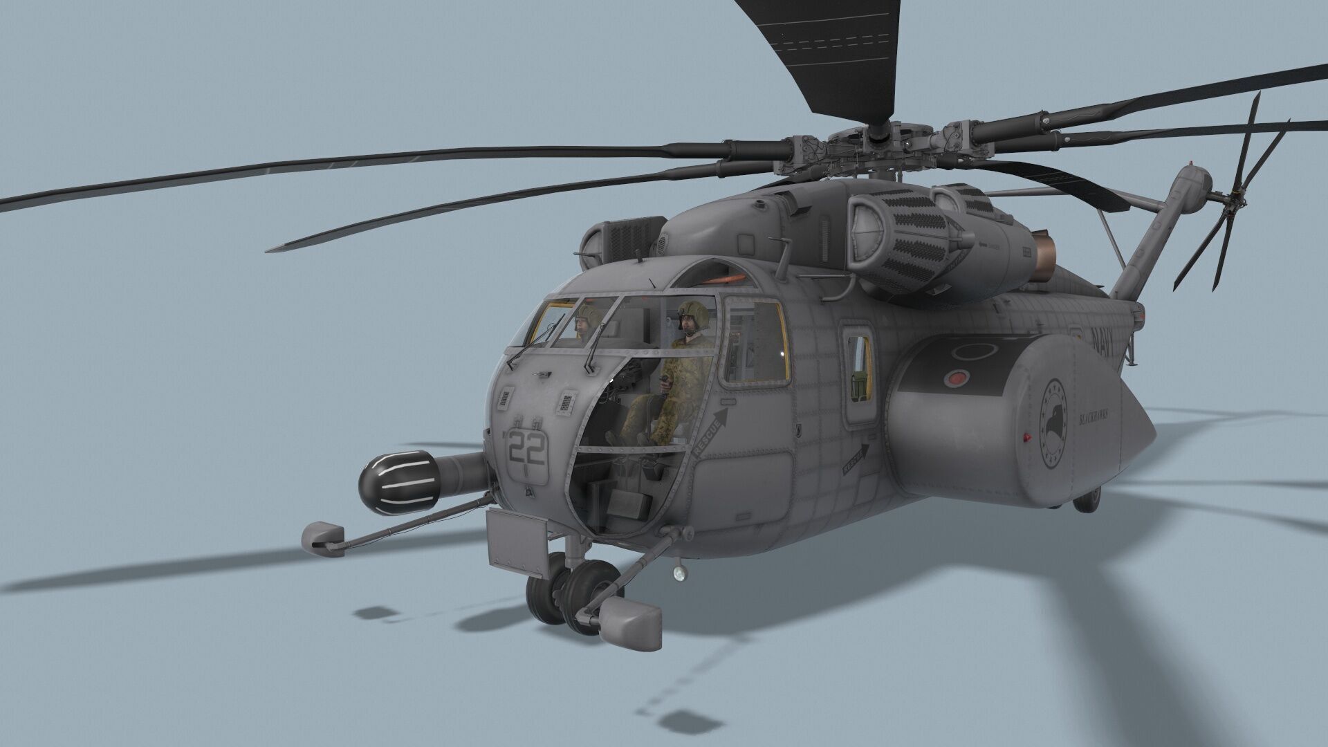 MH-53E Sea Dragon US Navy Basic Animation Low-poly 3D model_8