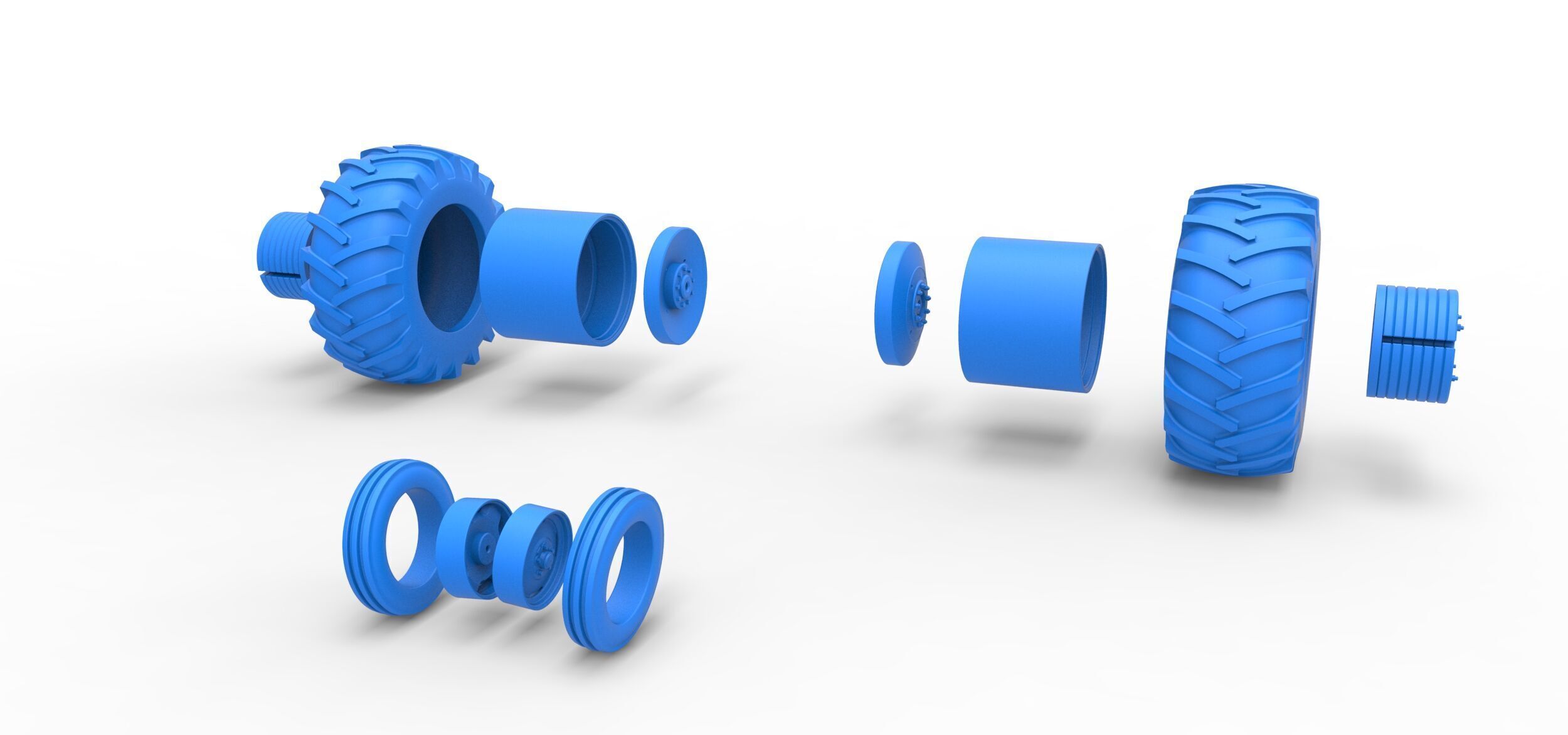 Wheel Set Vintage Small block Pulling tractor V2 Scale 1 to 25 3D print model_7