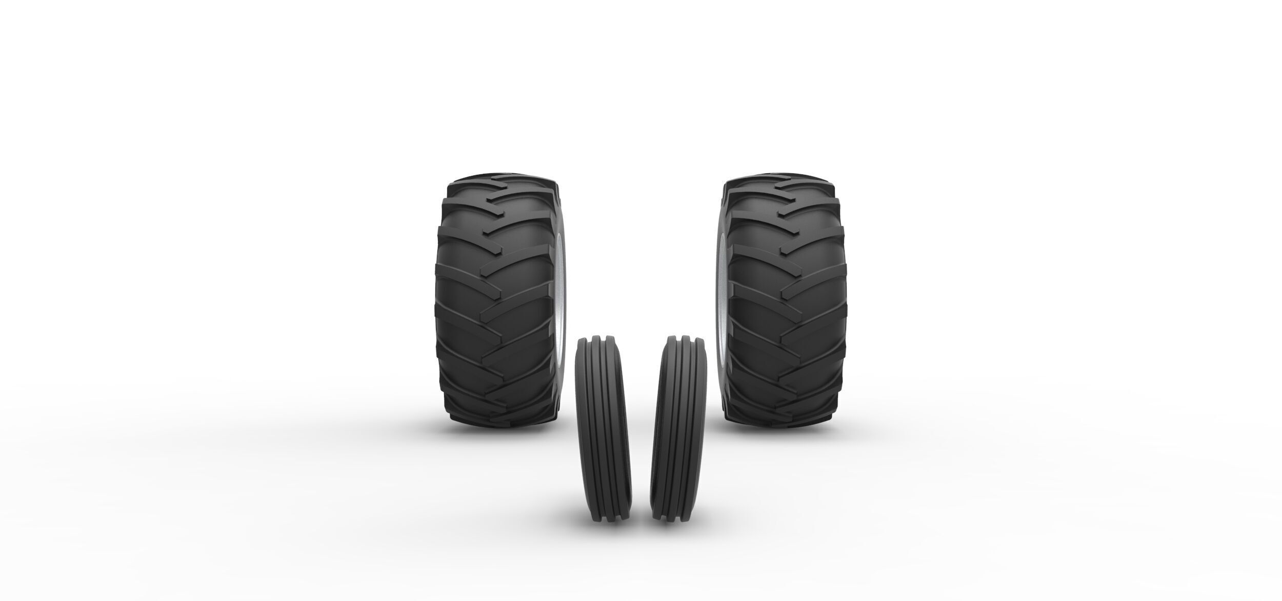 Wheel Set Vintage Small block Pulling tractor V2 Scale 1 to 25 3D print model_3