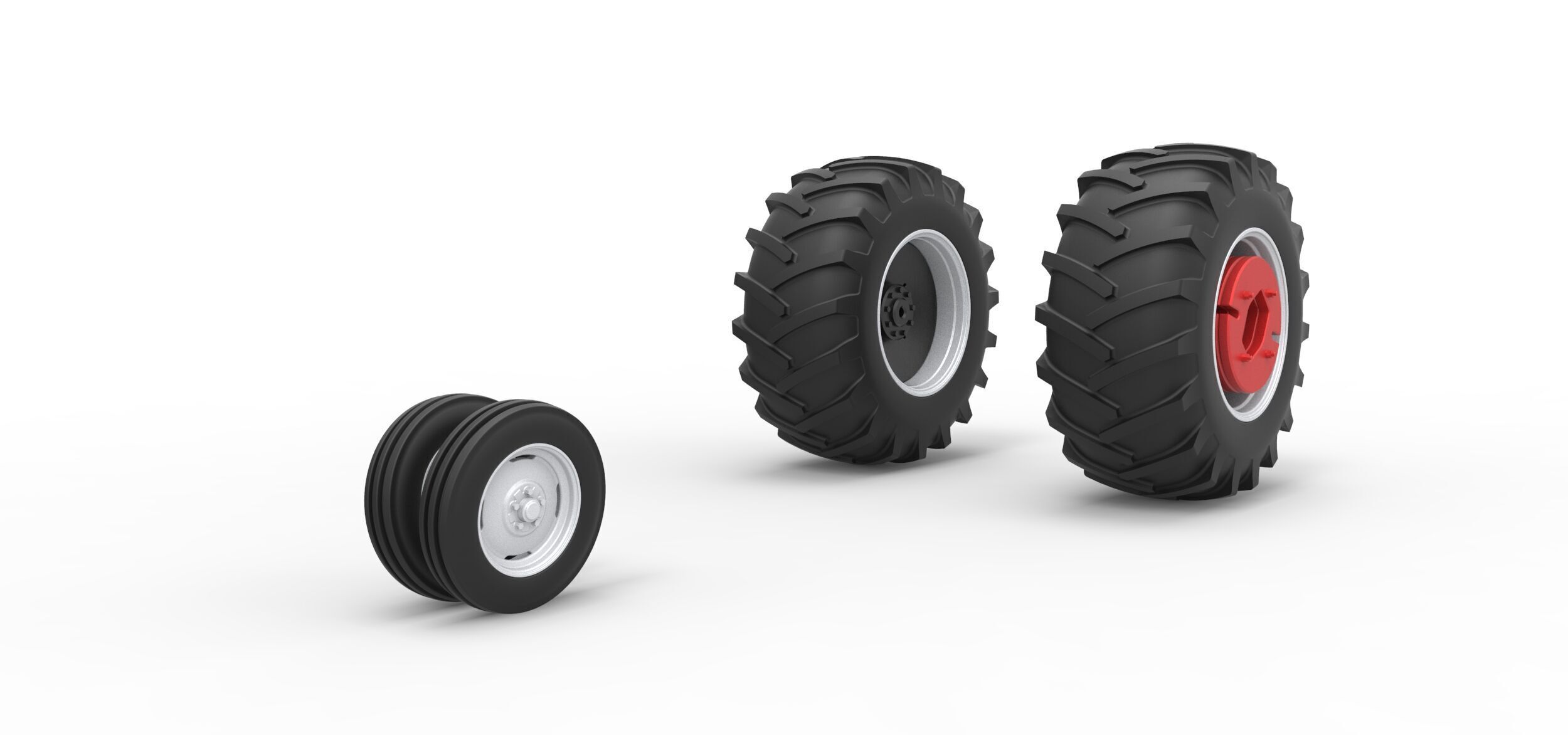 Wheel Set Vintage Small block Pulling tractor V2 Scale 1 to 25 3D print model_1