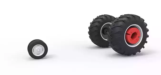 Wheel Set Vintage Small block Pulling tractor V2 Scale 1 to 25