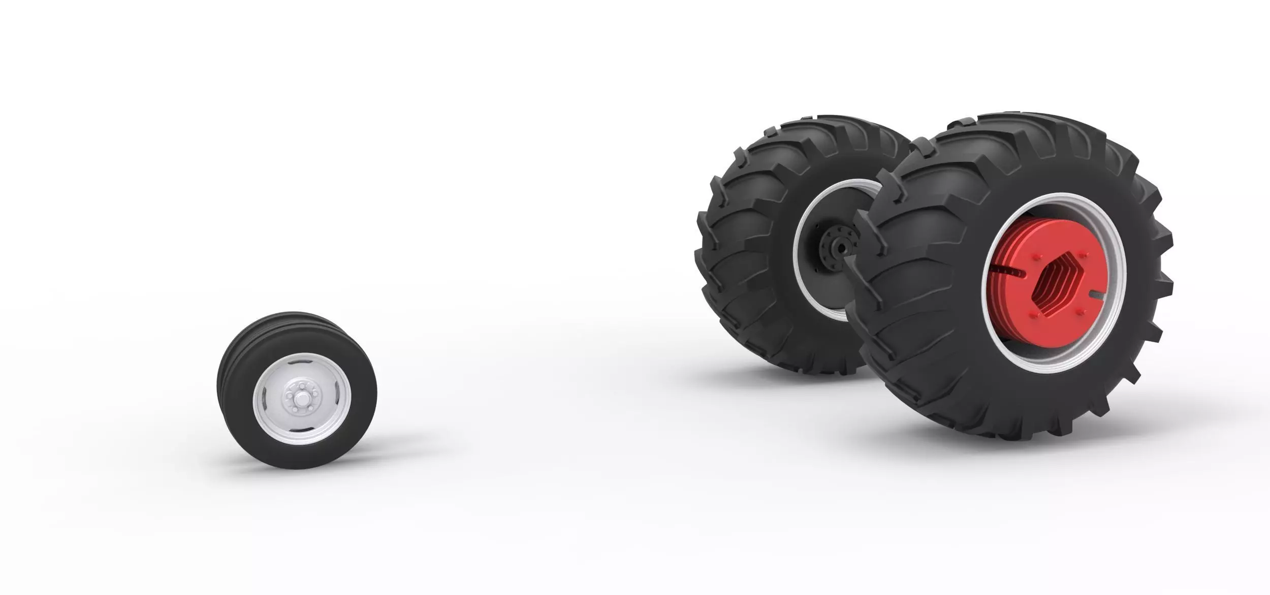 Wheel Set Vintage Small block Pulling tractor V2 Scale 1 to 25 3D print model_0