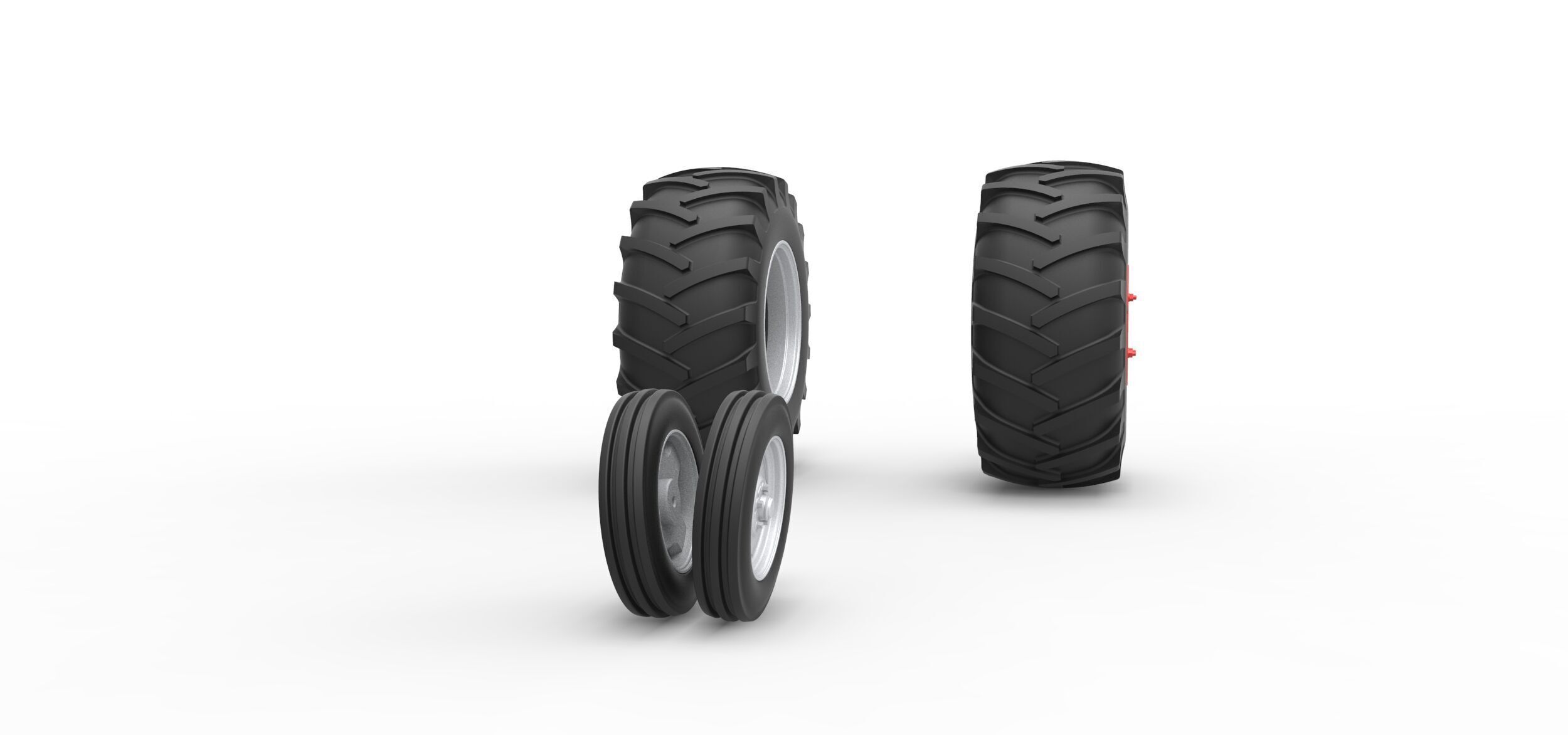 Wheel Set Vintage Small block Pulling tractor V2 Scale 1 to 25 3D print model_2