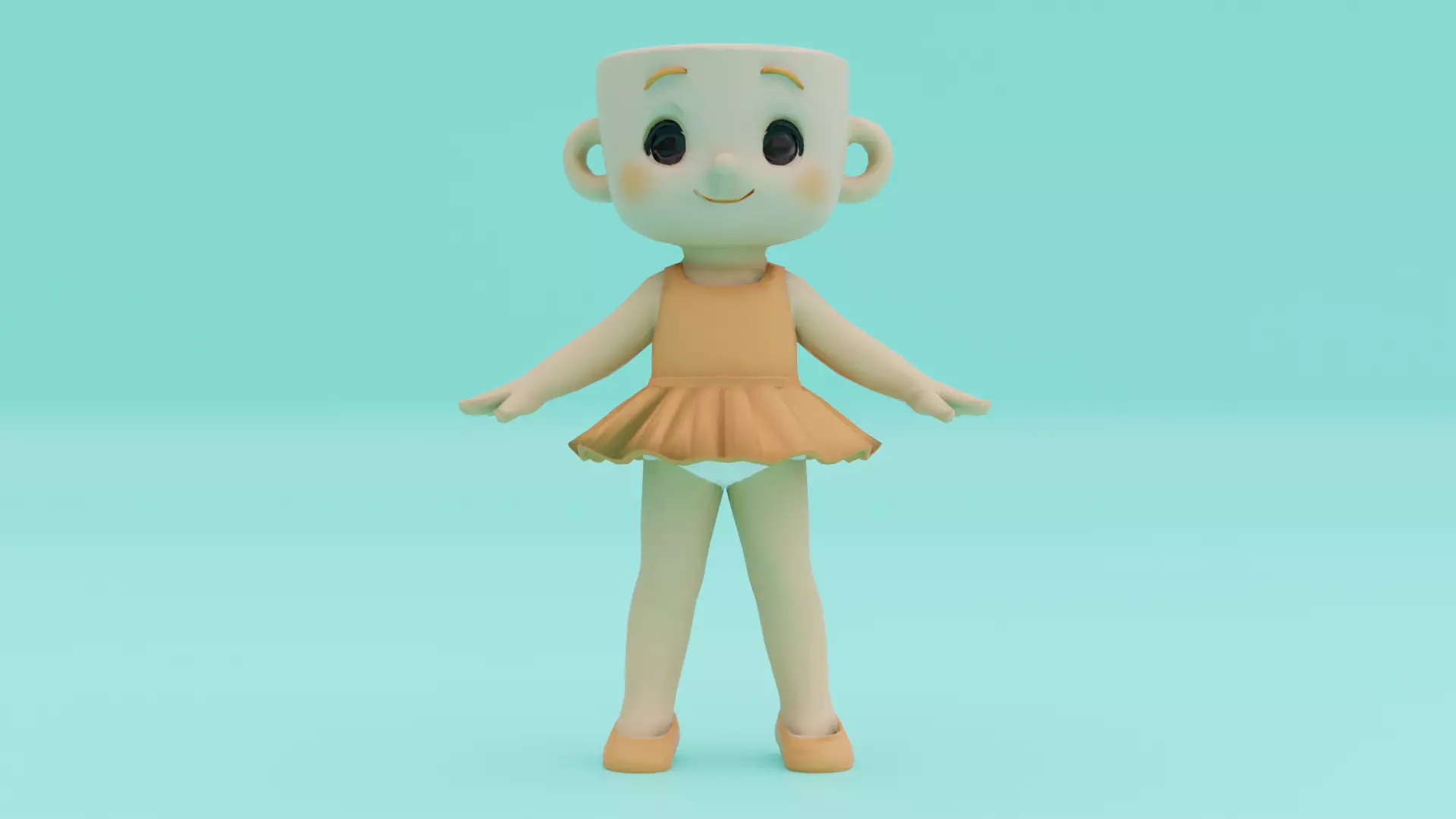 Baby Ballerina Cappuccina Italian brainrot A-pose Character Low-poly 3D model