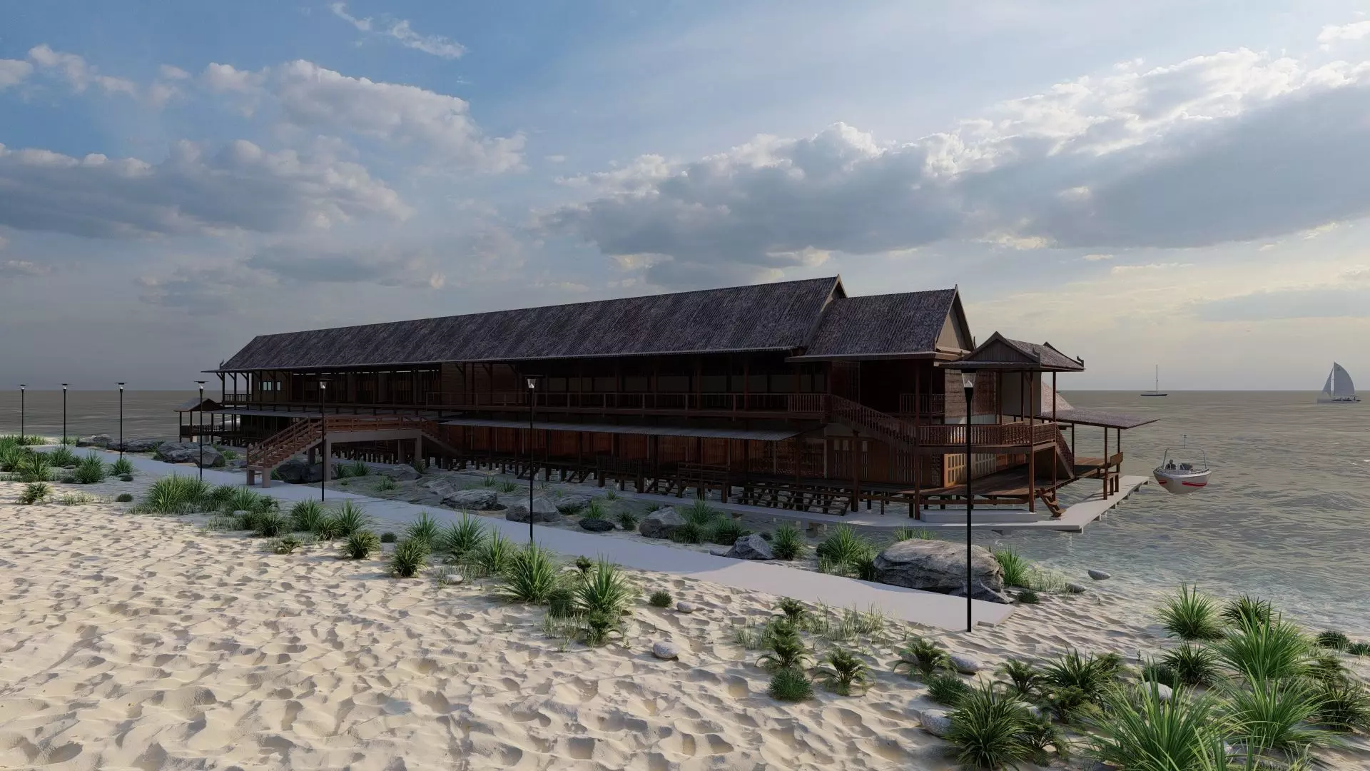 Hotel Beach-Hotel Beach Resort 3D model