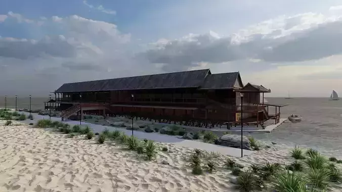 Hotel Beach-Hotel Beach Resort 3D model