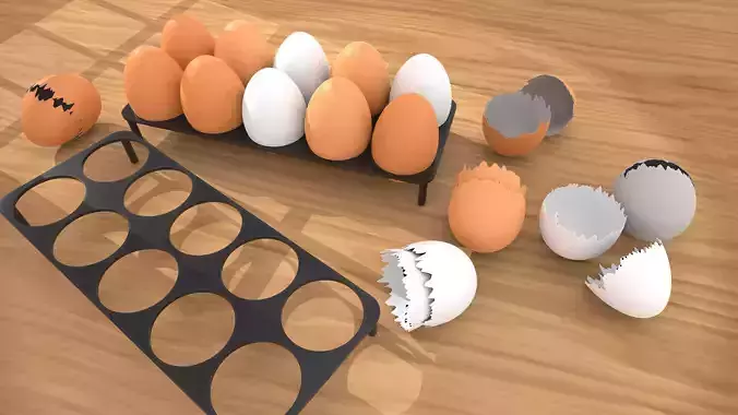 Realistic Egg Pack with Holder   3D Model printable model