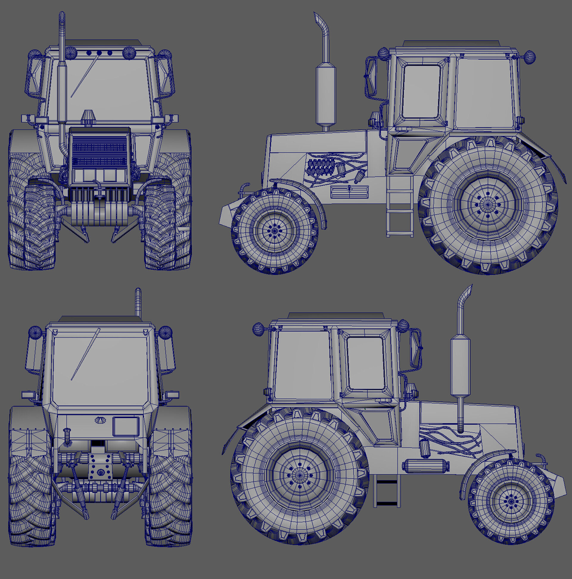 Tractor Belarus 1221 Game Ready Asset PBR Texture   Low-poly 3D model_2