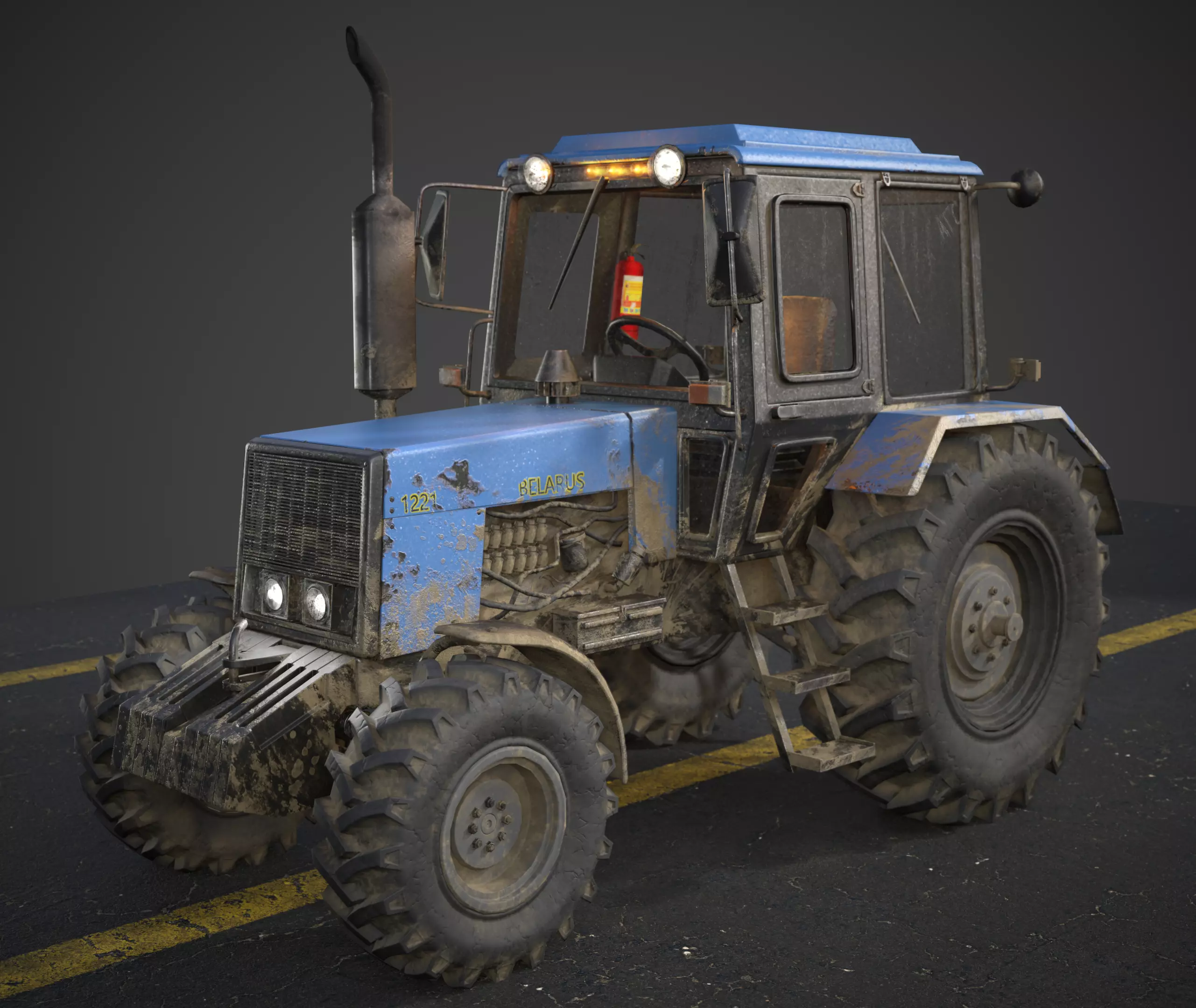 Tractor Belarus 1221 Game Ready Asset PBR Texture   Low-poly 3D model_0