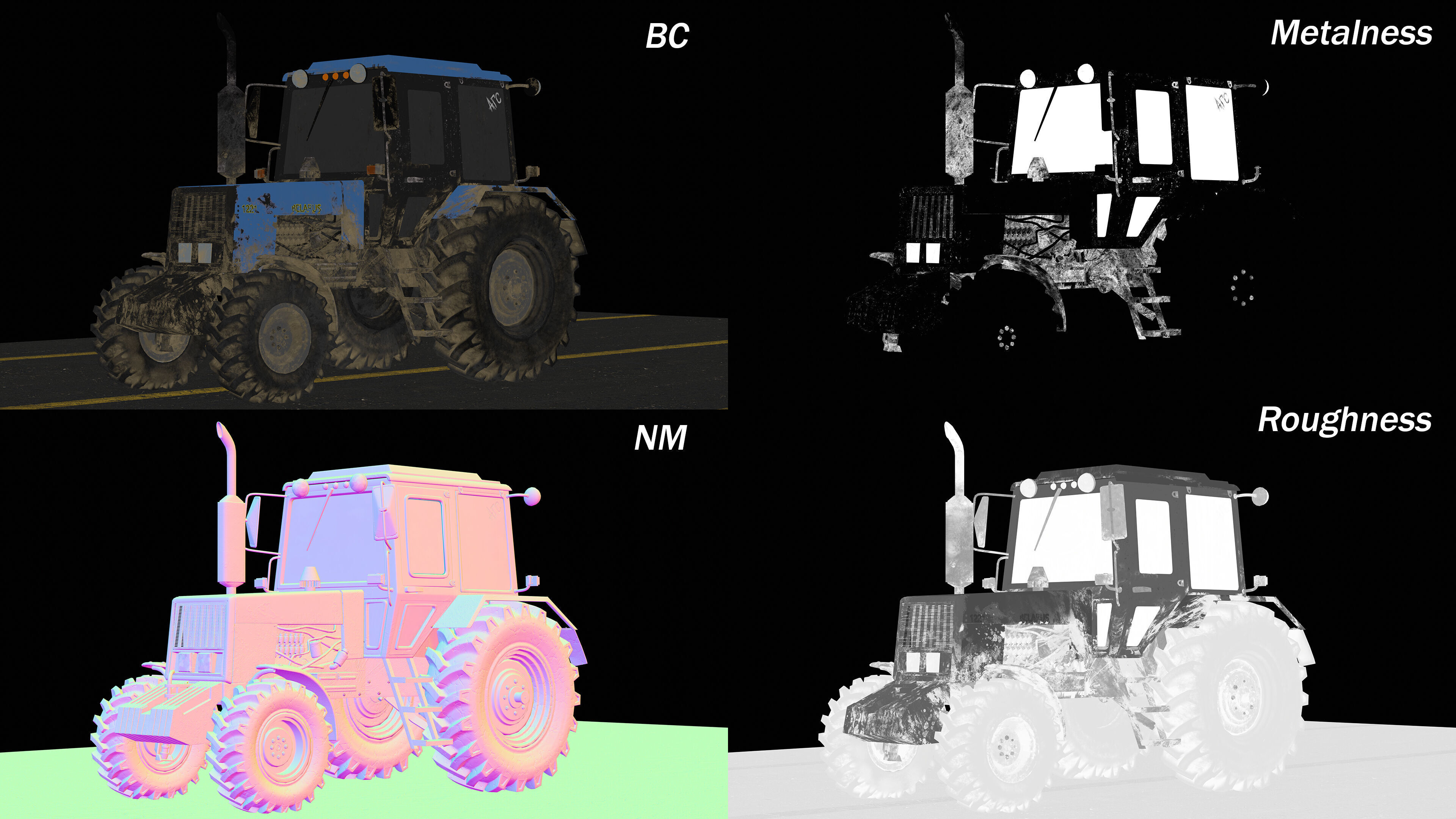 Tractor Belarus 1221 Game Ready Asset PBR Texture   Low-poly 3D model_3