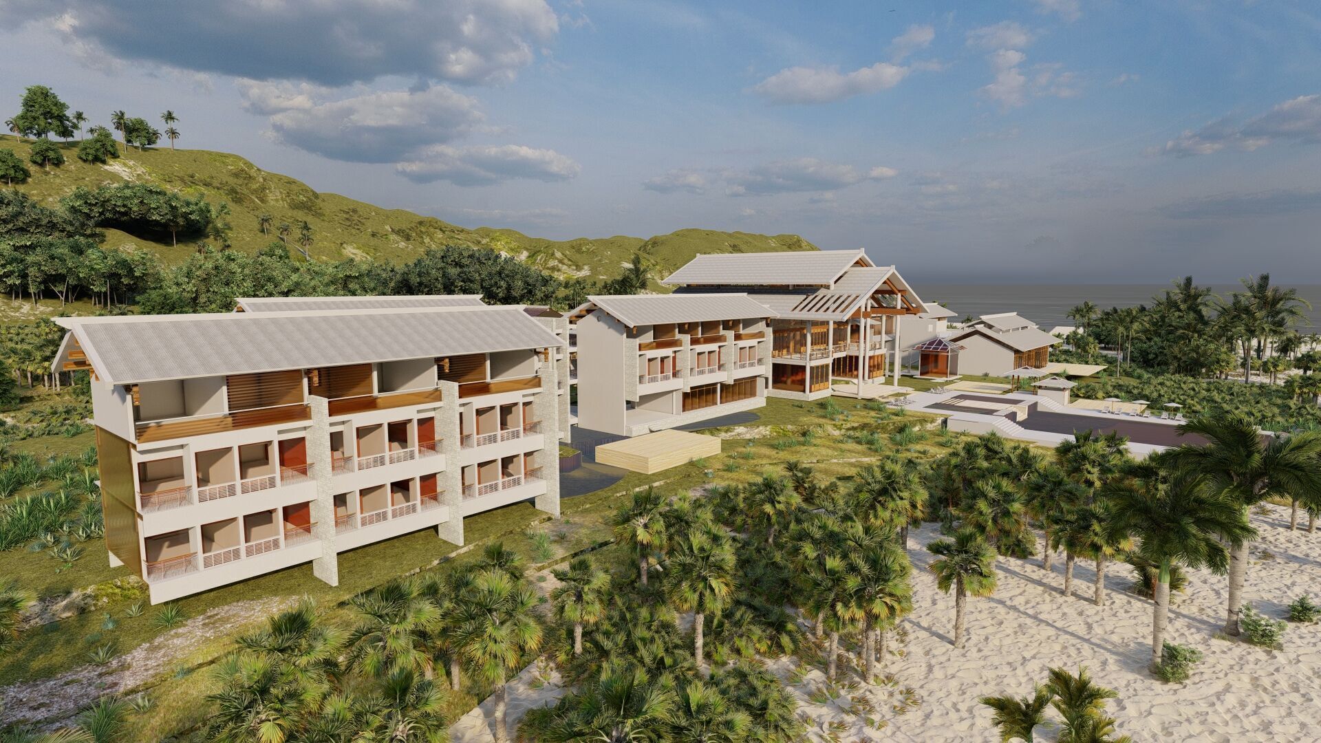 Hotel Beach-Hotel Beach Resort 3D model_2