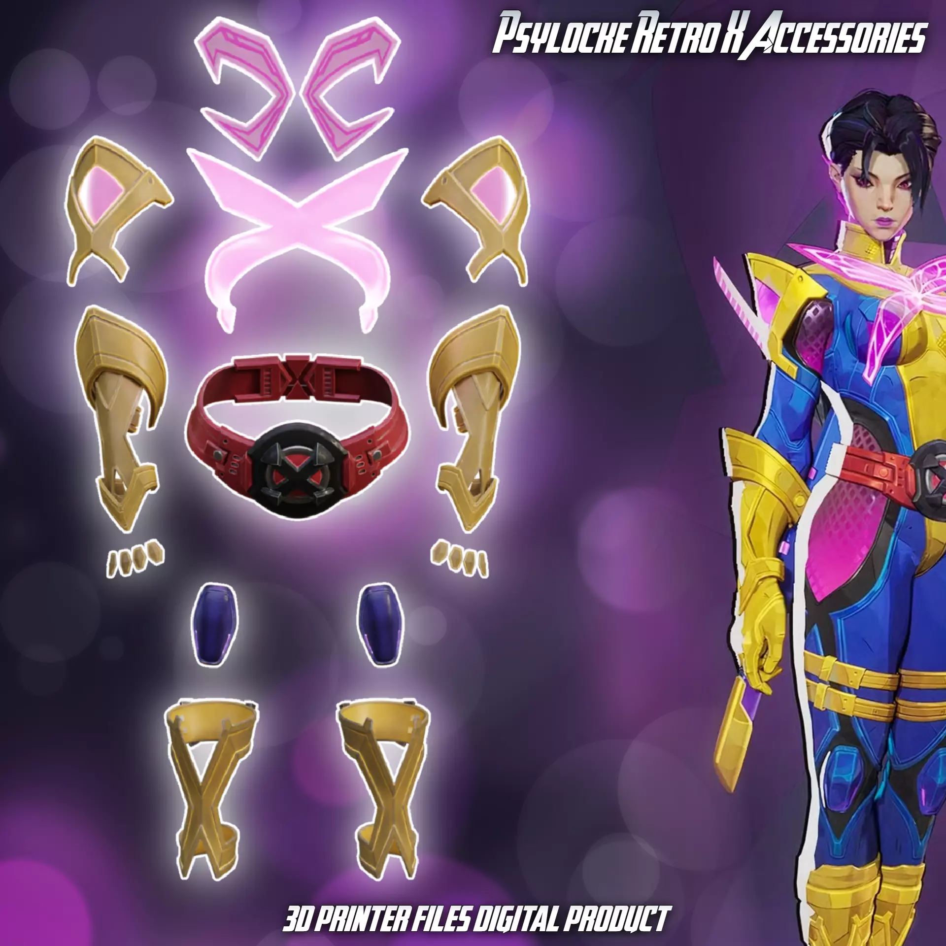 Psylocke Retro X Uniform Cosplay Accessories Marvel Rivals 3D print model