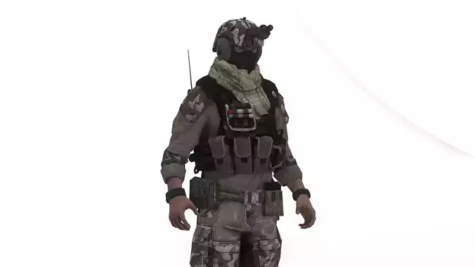 Modern Military Soldier 3D Model Game-Ready Rigged