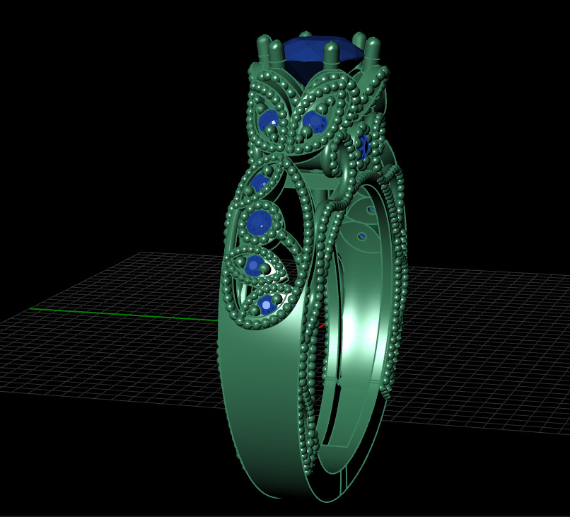 Beaded Solitaire Ring 3D print model_10