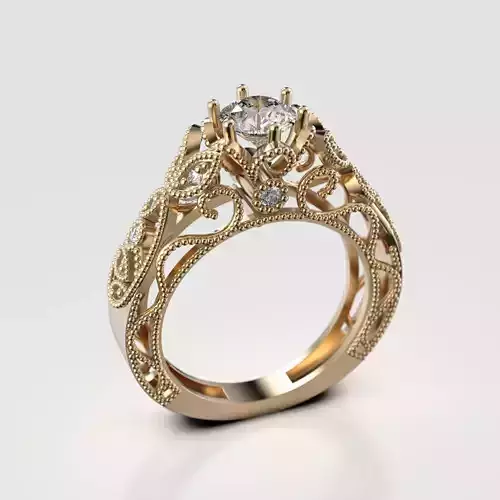 Beaded Solitaire Ring