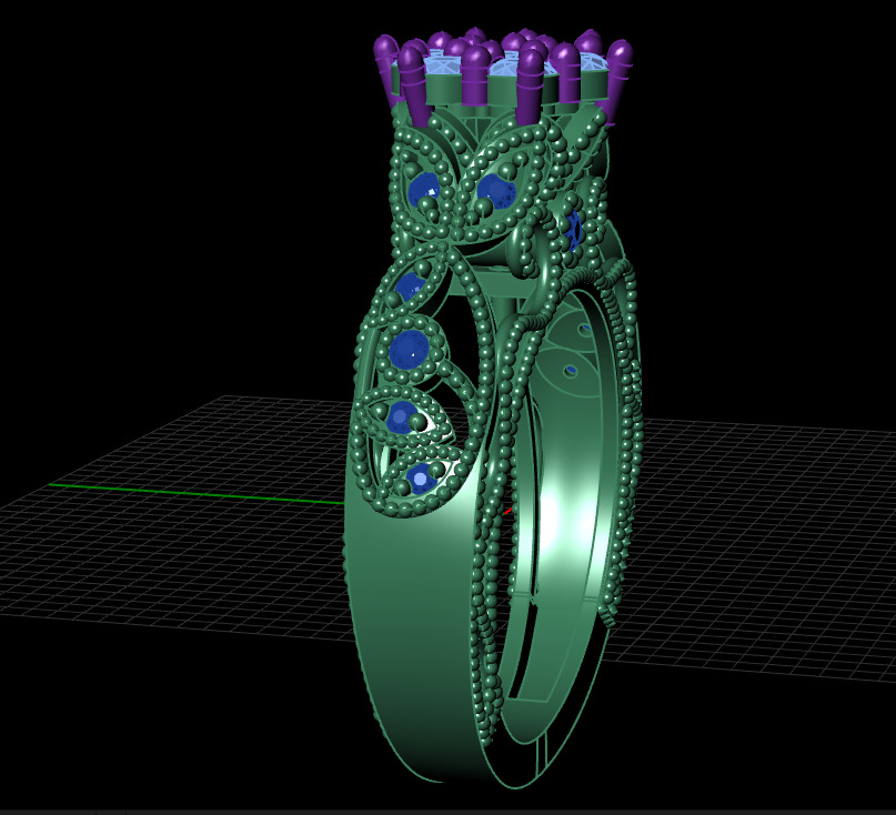 Beaded Solitaire Ring 3D print model_11