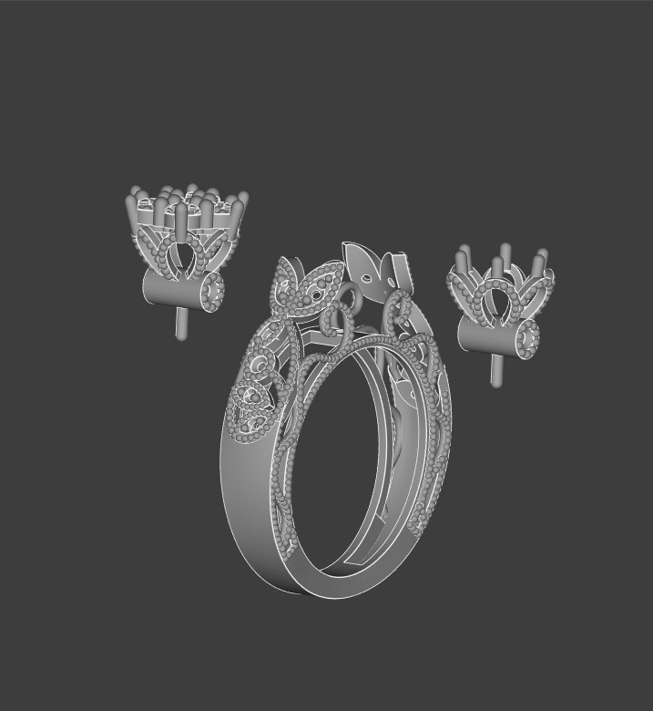 Beaded Solitaire Ring 3D print model_17
