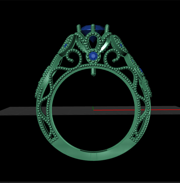 Beaded Solitaire Ring 3D print model_13