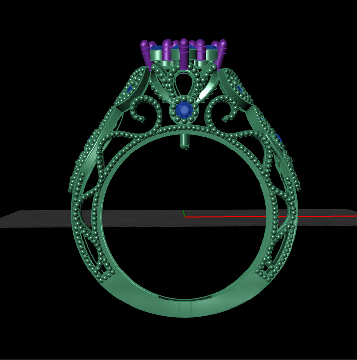 Beaded Solitaire Ring 3D print model_12