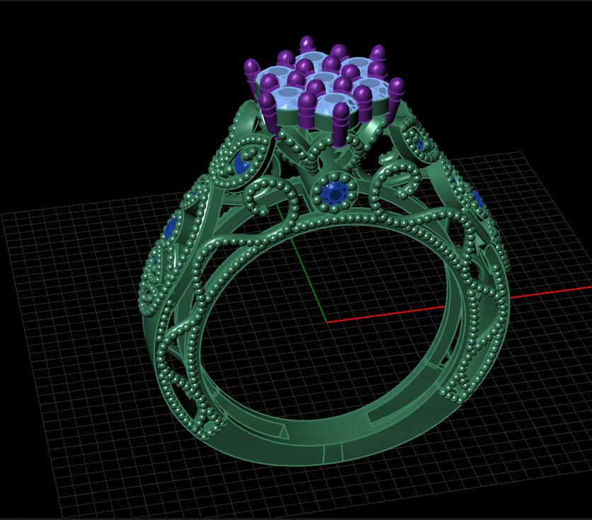 Beaded Solitaire Ring 3D print model_9