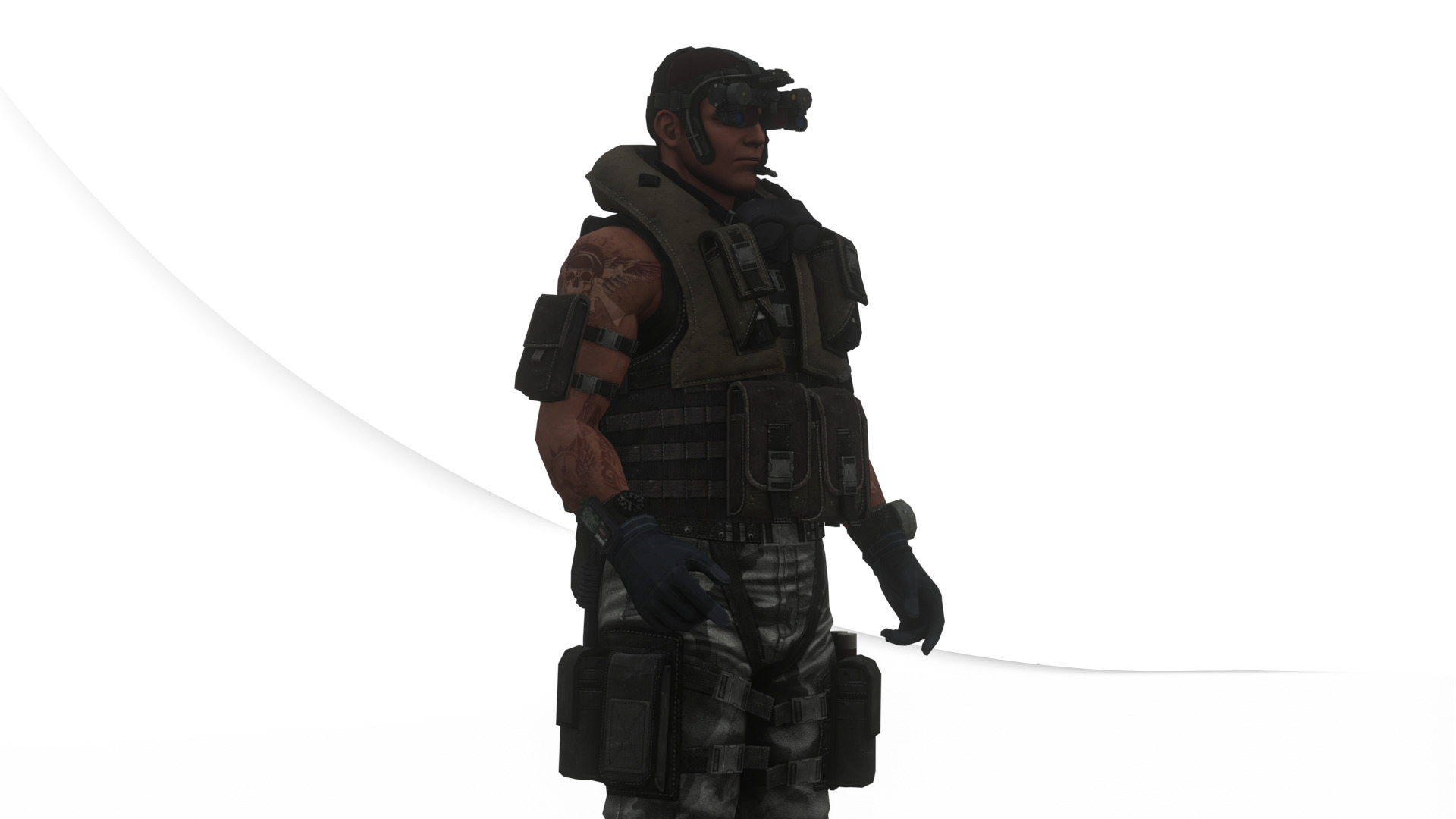 Elite Modern Soldier 3D Model  Rigged and Game Ready Low-poly 3D model_11