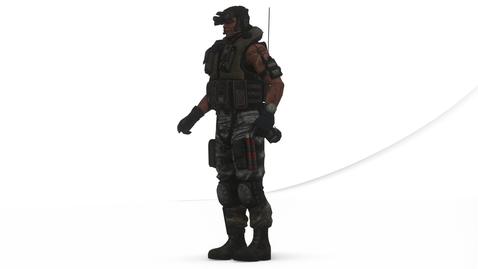 Elite Modern Soldier 3D Model  Rigged and Game Ready Low-poly 3D model_2