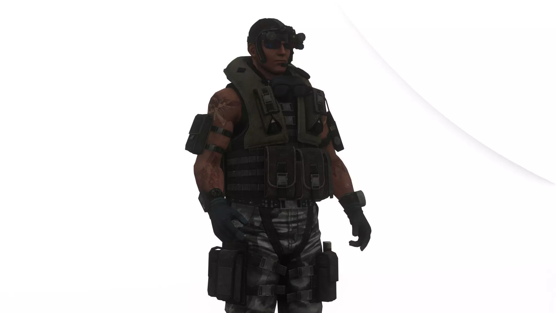 Elite Modern Soldier 3D Model  Rigged and Game Ready Low-poly 3D model_0