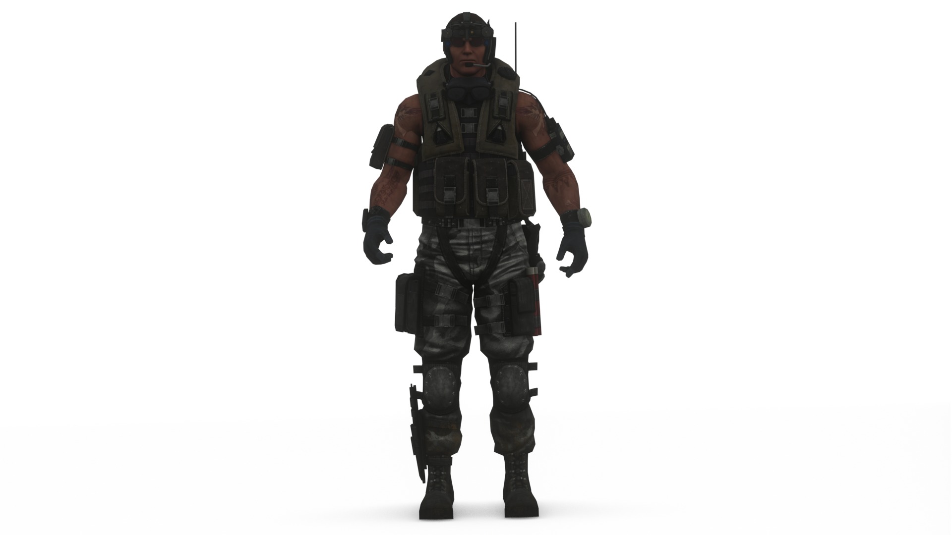 Elite Modern Soldier 3D Model  Rigged and Game Ready Low-poly 3D model_1