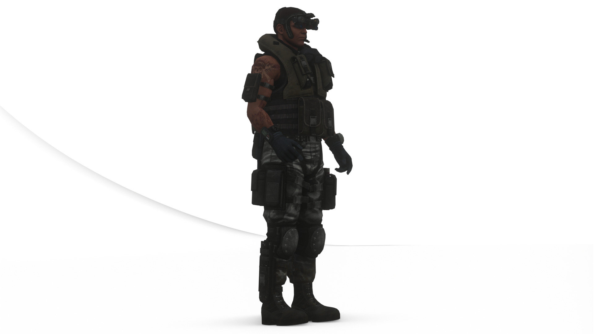 Elite Modern Soldier 3D Model  Rigged and Game Ready Low-poly 3D model_6