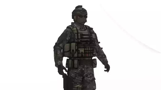 Elite Military Soldier 3D Model Realistic Rigged Character 