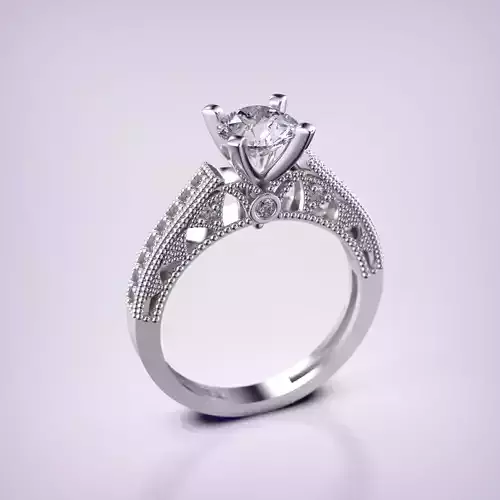 Beaded Solitaire Ring 