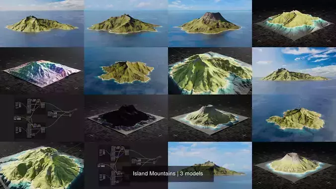 Island Mountains 3D Model Collection
