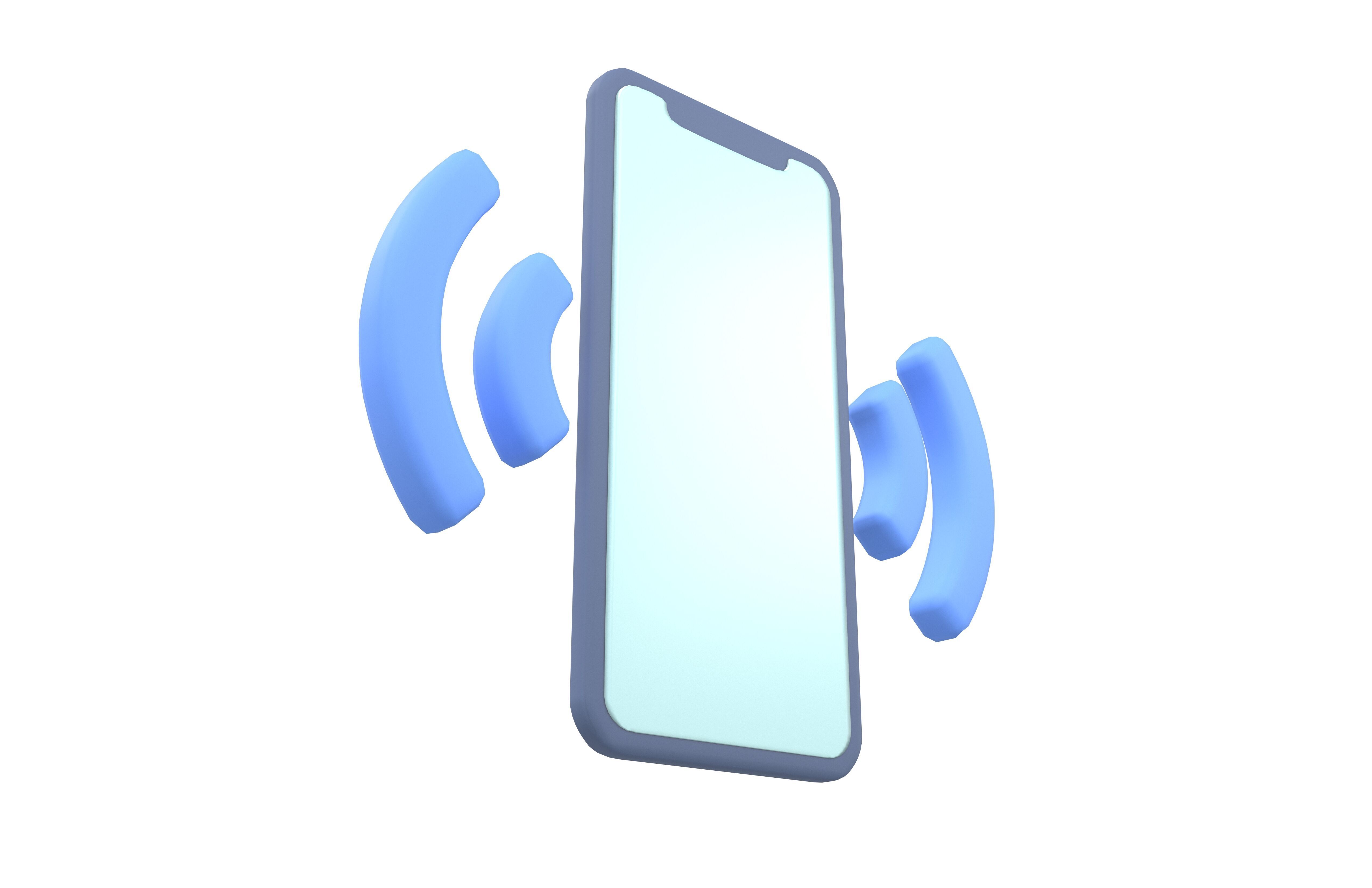 Phone Vibrating Icon v1 002 Low-poly 3D model_2