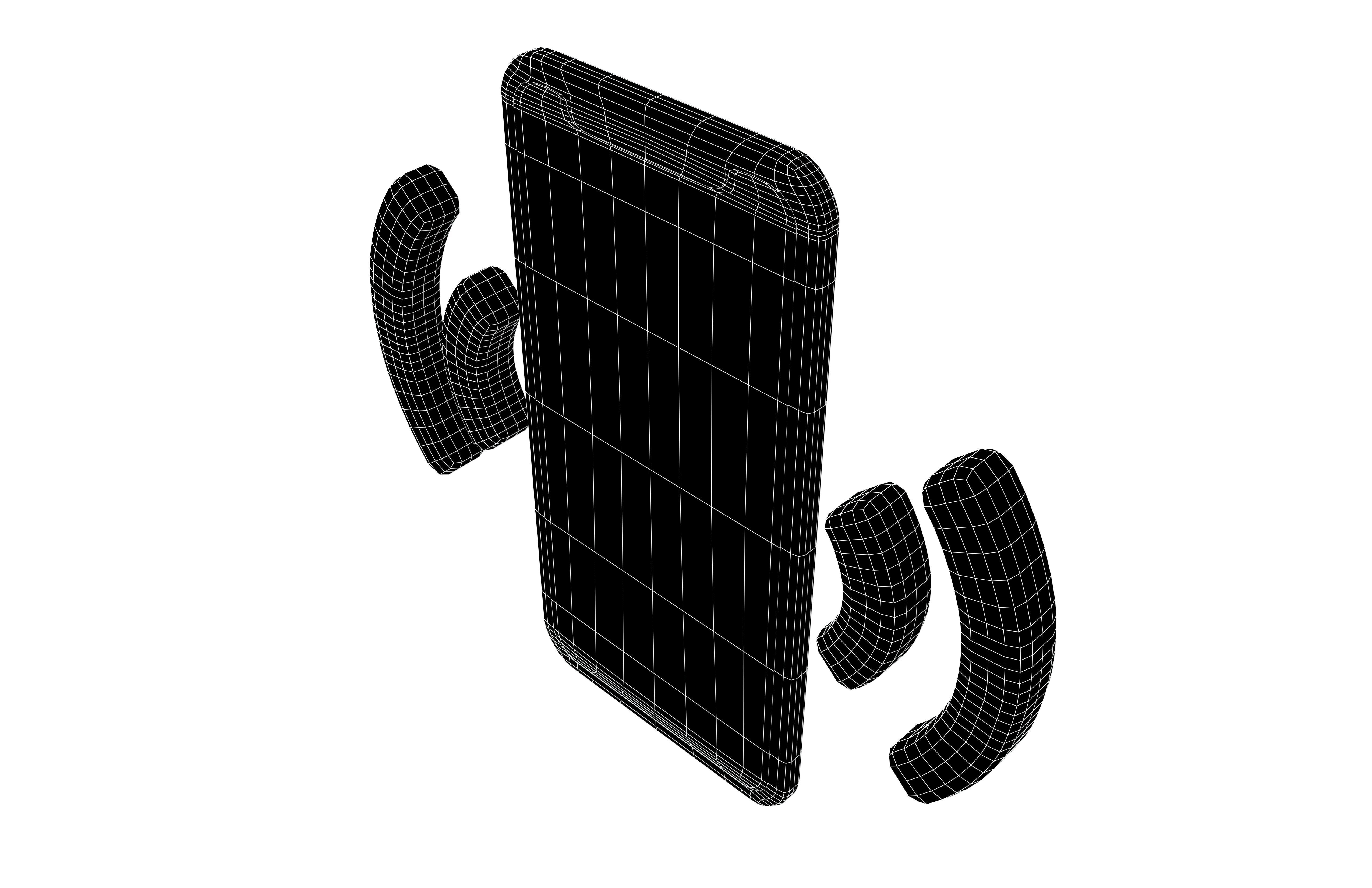 Phone Vibrating Icon v1 002 Low-poly 3D model_7