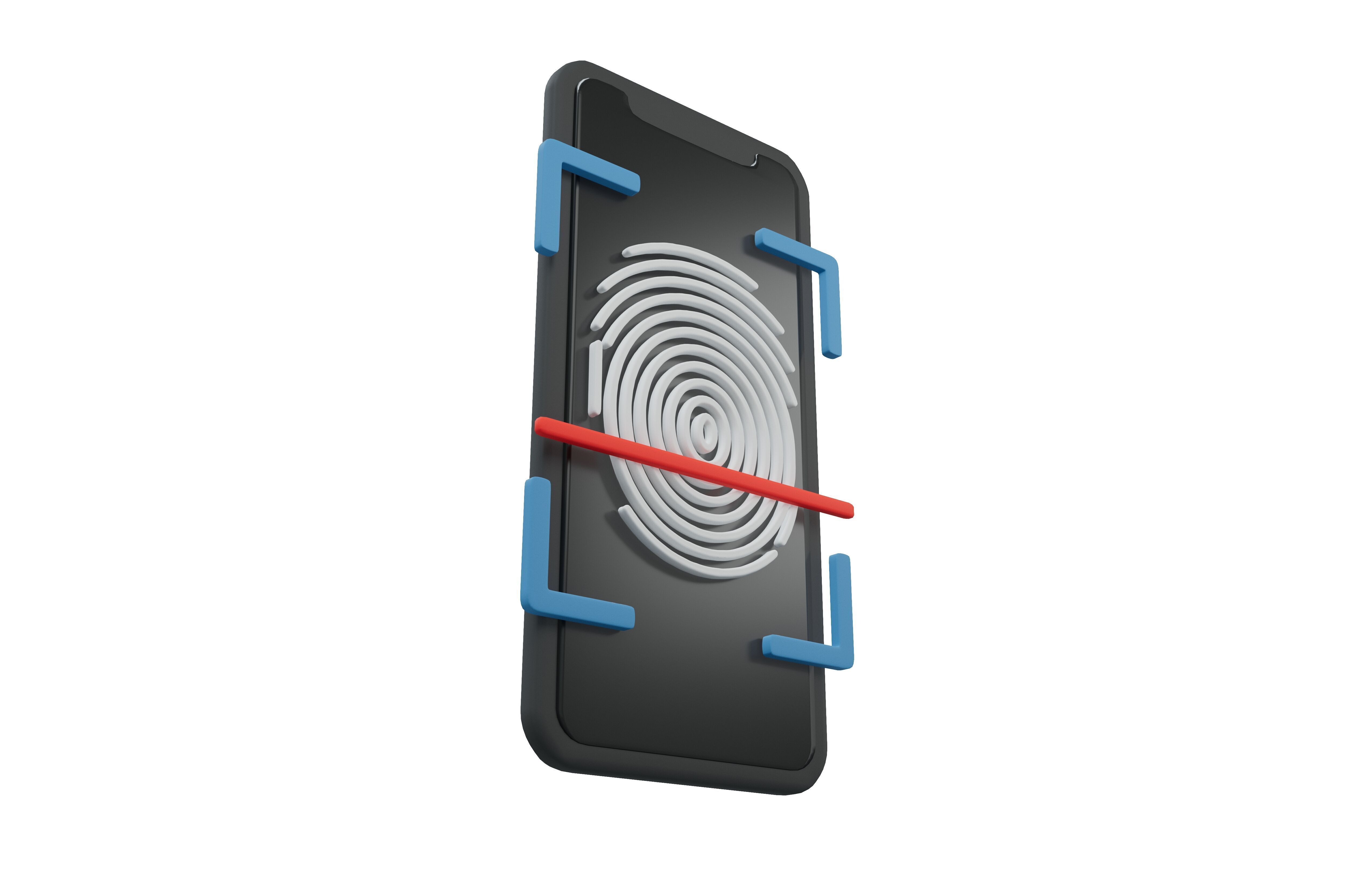 Phone Fingerprint Recognition Icon v1 001 Low-poly 3D model_2