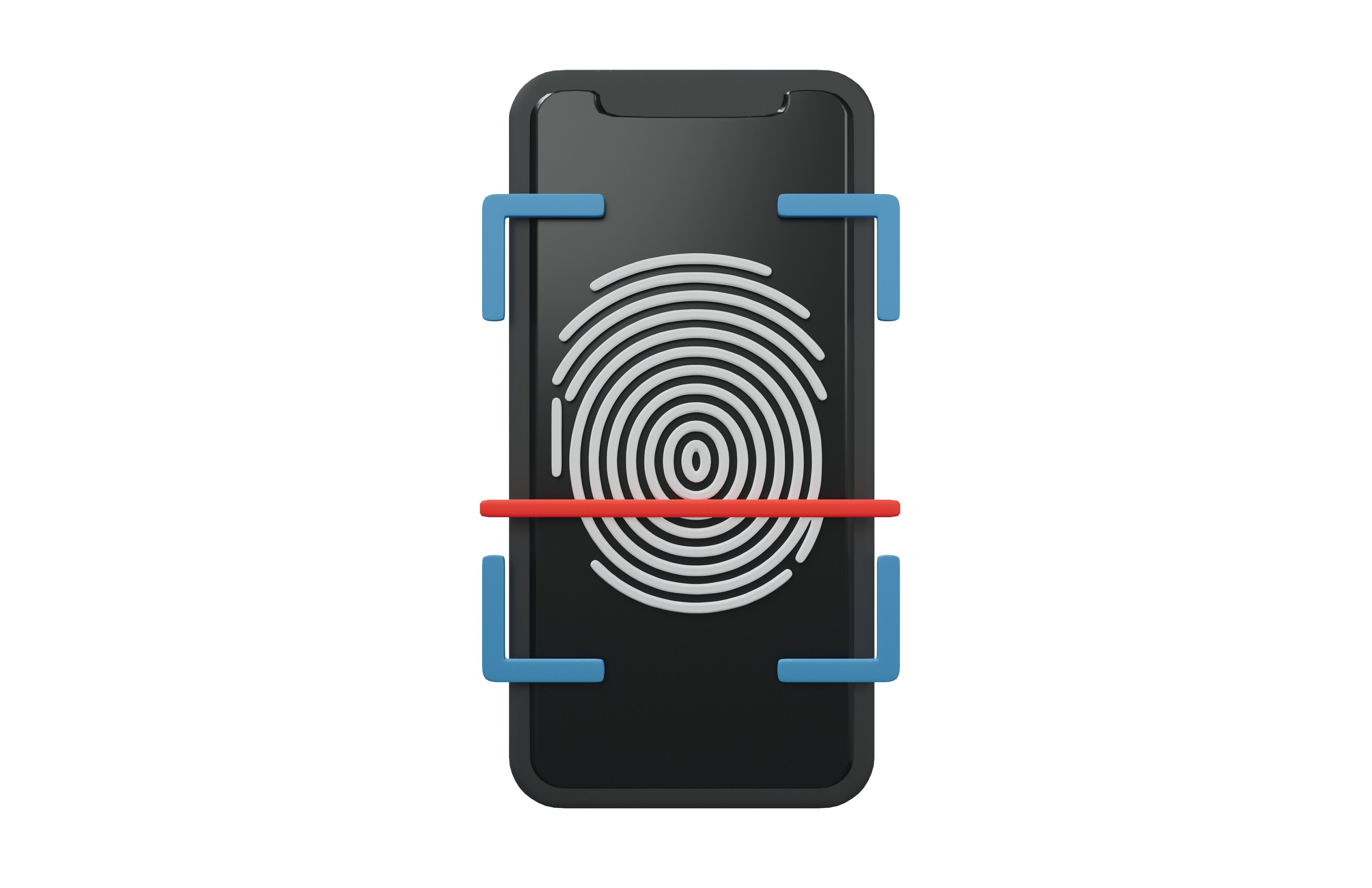Phone Fingerprint Recognition Icon v1 001 Low-poly 3D model_3